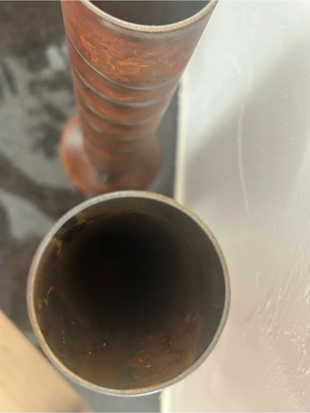 MCM Brutalist Welded Steel Pipe Vases Pair Heavy Industrial Studio Art Decor 9" - Picture 8 of 13